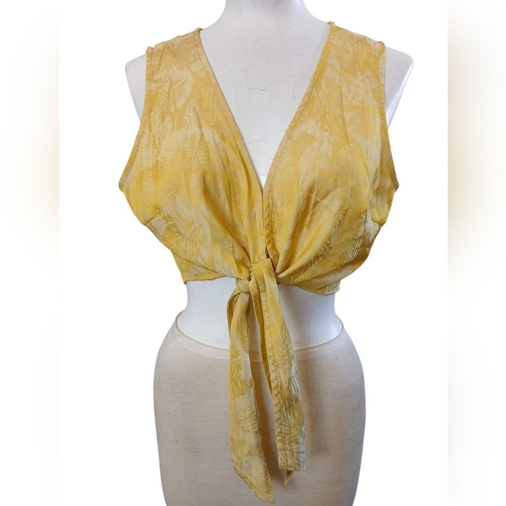 ENDLESS BLU Tie Crop Top Palm Springs Satin Tie Top Size M